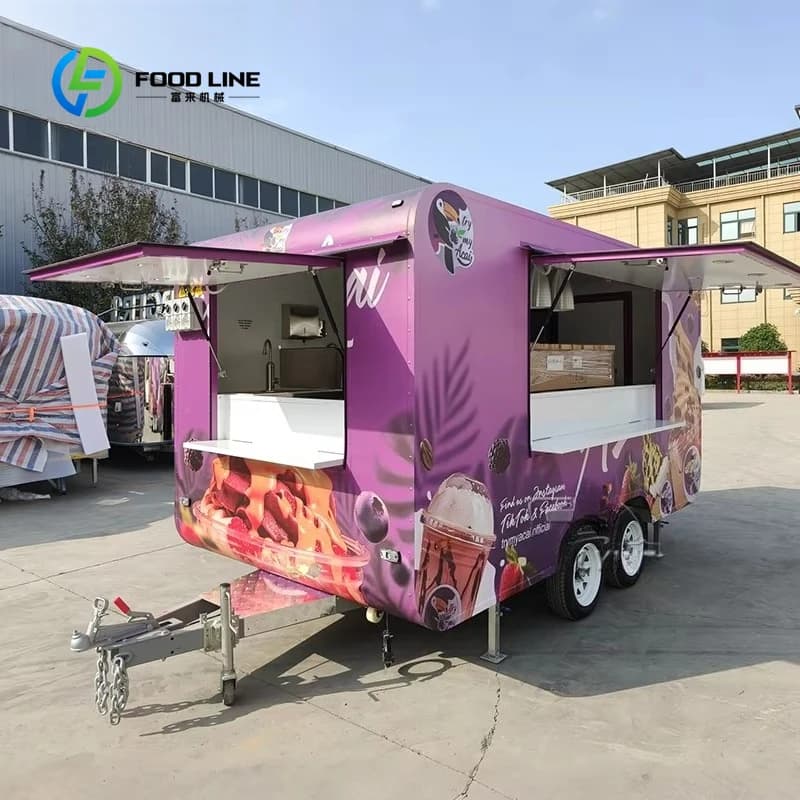 Remorque de restauration mobile personnalisée de style chariot de rue pour petite boulangerie, avec 