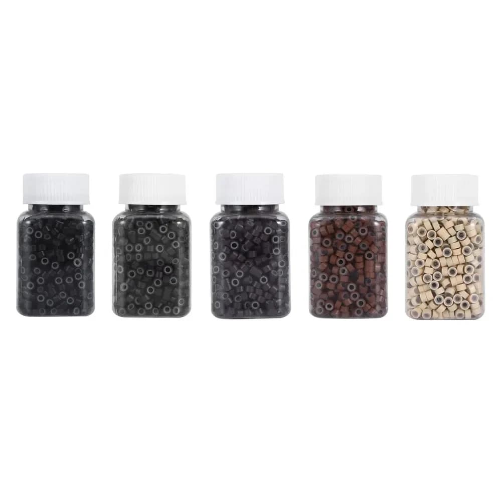 1000 pièces Extensions de cheveux Micro anneaux liens perles 5mm perles doublées de Silicone pour Ex