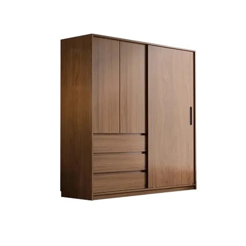 Armoire moderne coulissante en bois massif, finition noyer naturel, pour placards d'assemblage de ch