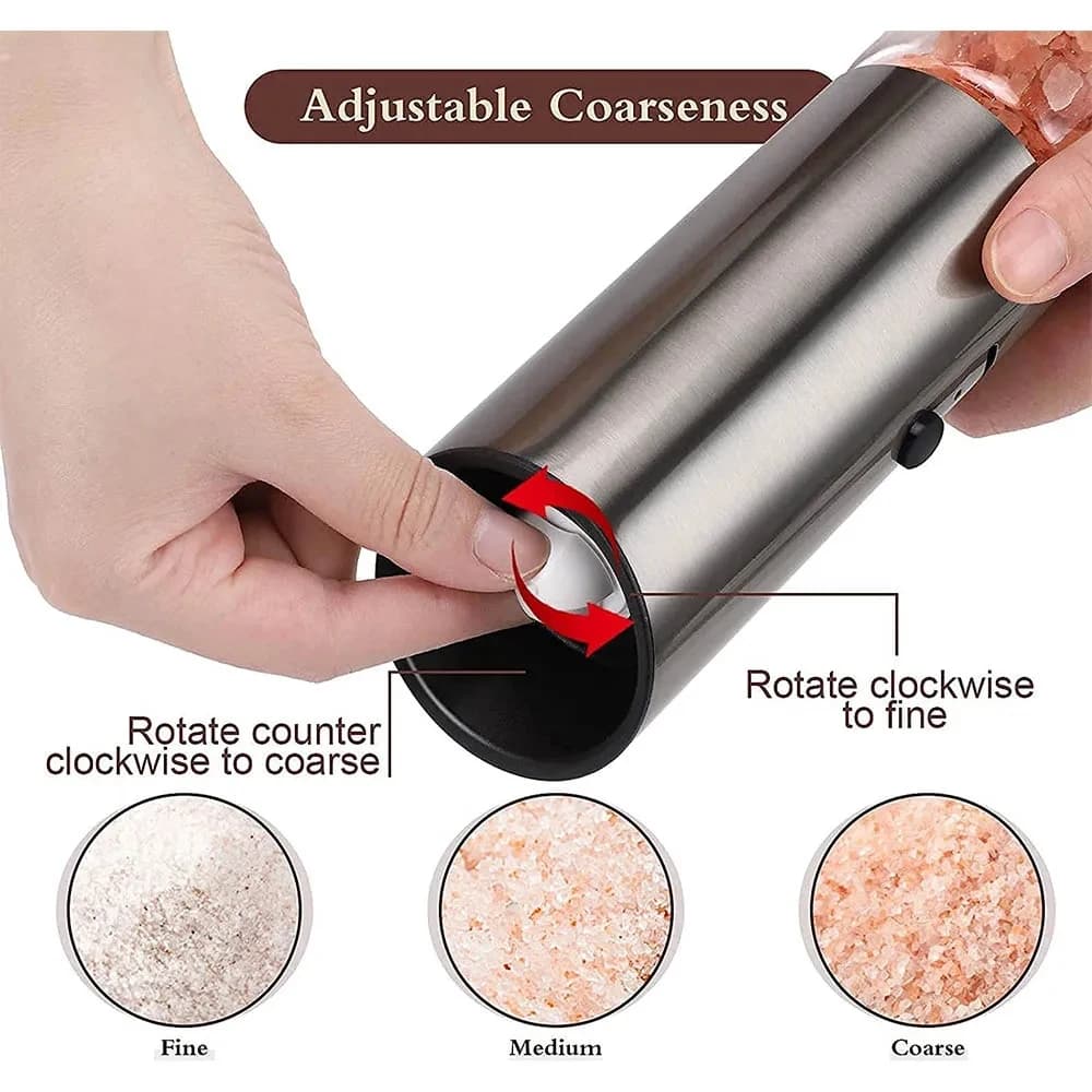 Ensemble de moulin à sel et à poivre électrique, Rechargeable par USB, Shakers automatiques en acier