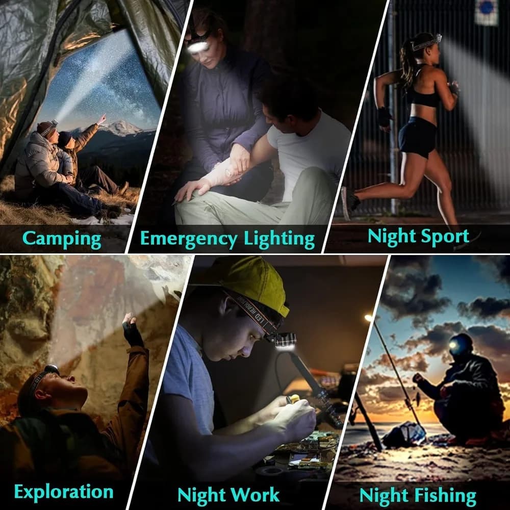 Lampe de sauna aste par USB à LED, lampe frontale lumineuse à haute luminosité avec 8 LED, lampe de 