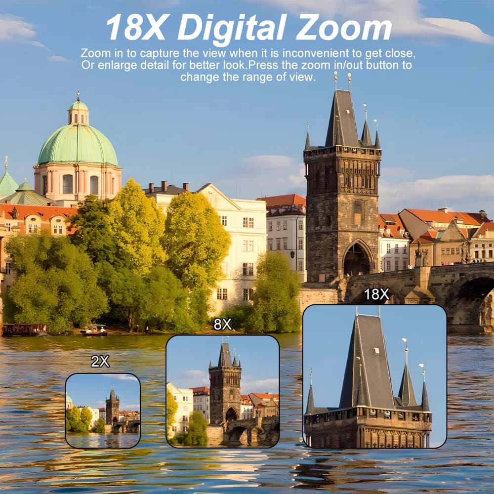 Appareil photo de photographie numérique compacte, Zoom numérique 4K 18X, enregistreur vidéo Vlog Vi