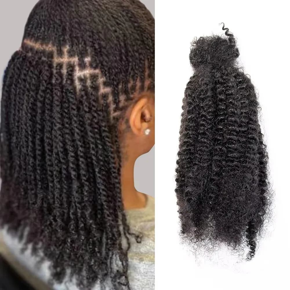 Cheveux humains Afro crépus en vrac de qualité supérieure 4C, 10 à 20 pouces, noir naturel, 100% che