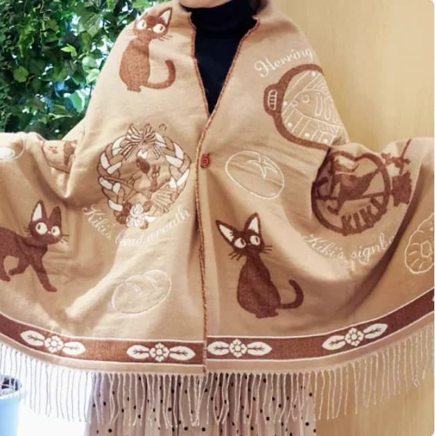Niche Design écharpe châle à la mode polyvalent mignon dessin animé épaissi Double face hiver chaud 