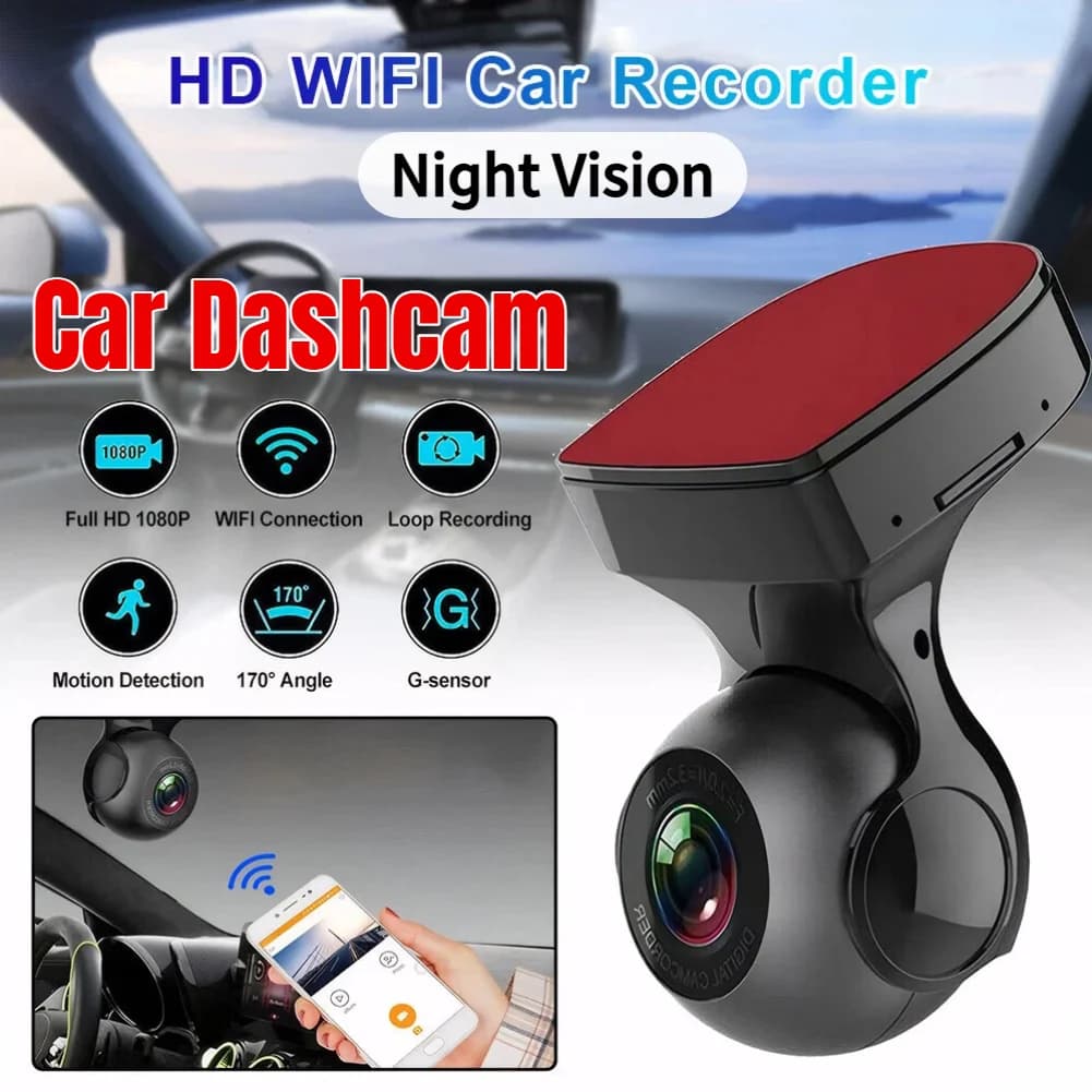 Caméra embarquée pour voiture 1080P HD, enregistreur vidéo de conduite, WiFi intégré, vision nocturn