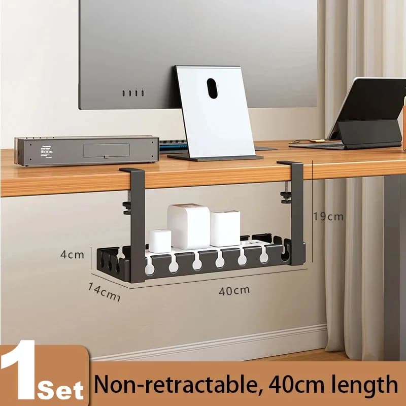 Support de rangement sous Table, plateau de gestion de câbles métalliques sans poinçonnage, organisa