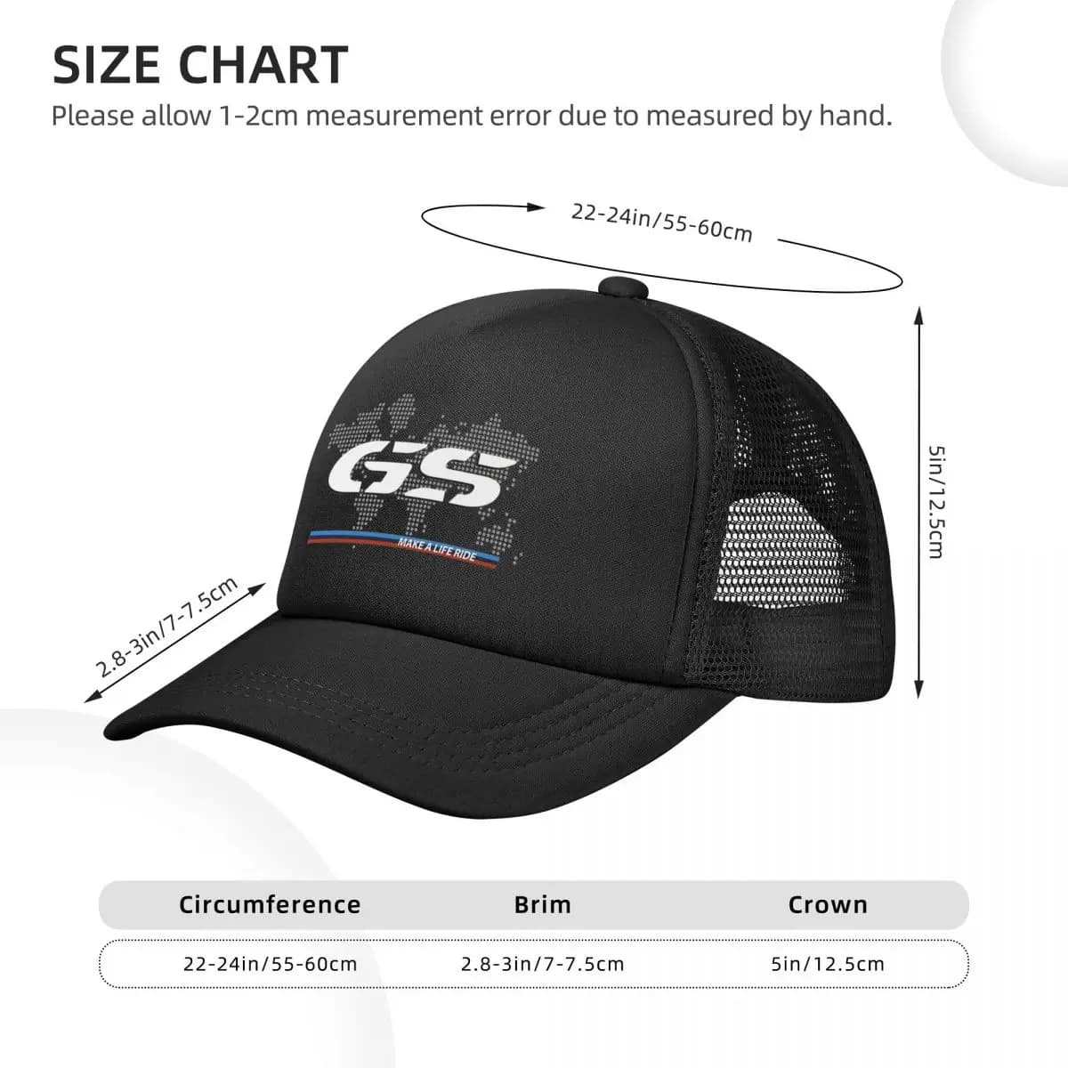 GS-Chapeau de camionneur de moto carte du monde, chapeaux de mode pour adultes, casquettes de soleil