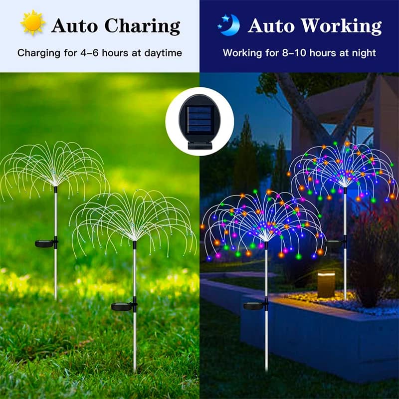Feu d'artifice solaire LED piquet lumières extérieur jardin décor voie fée lumière étanche cour pelo