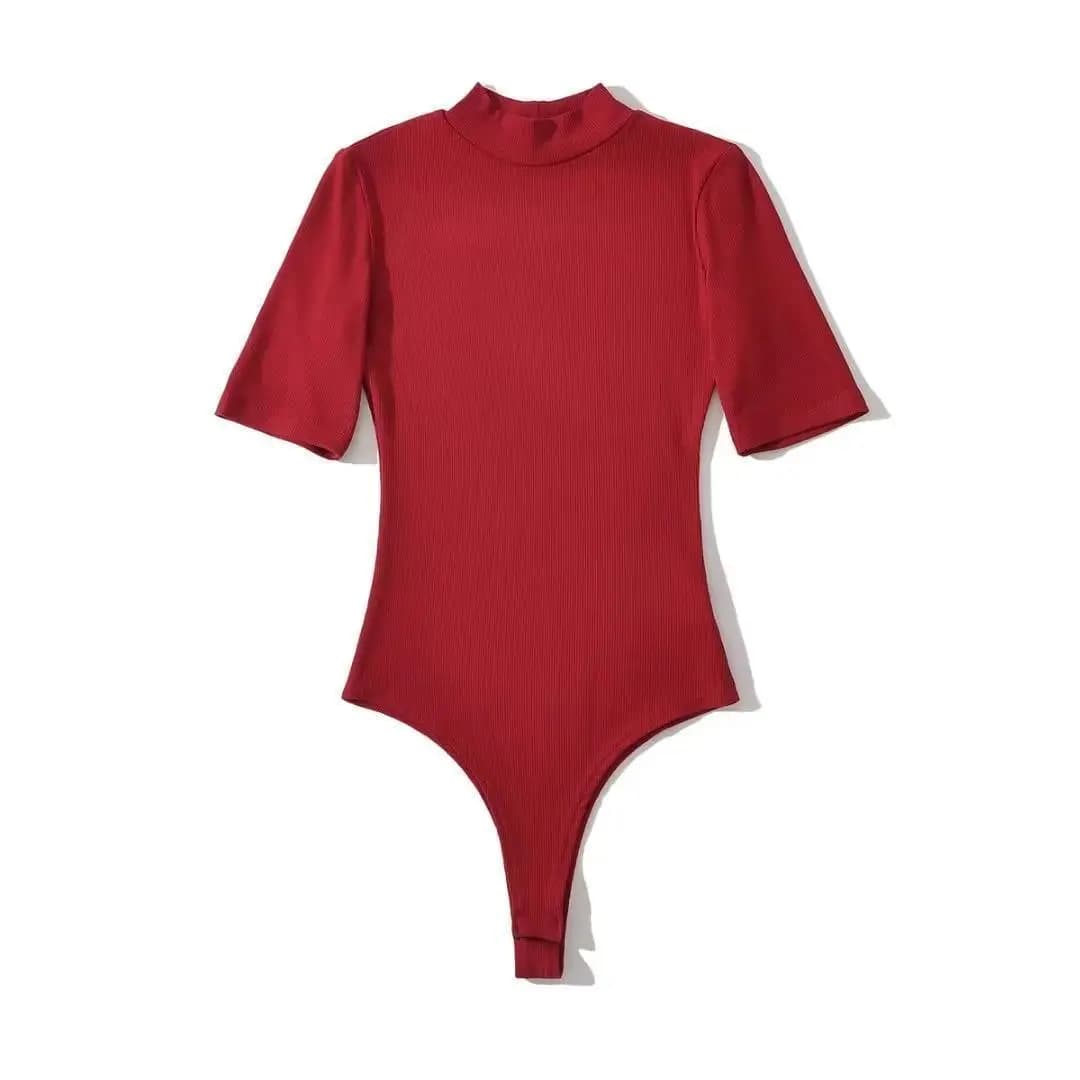 Combinaisons d'été à manches courtes pour femmes, col montant, taille slim extensible, disponible en