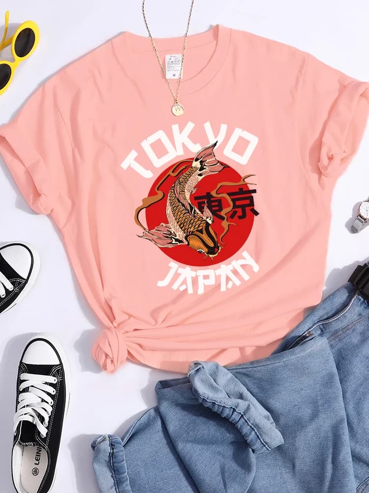 Tokyo Sun Carp, Japon Imprime Tshirt Mode Été T-shirt Rue Haute Qualité T-shirt Vêtements Respirant 