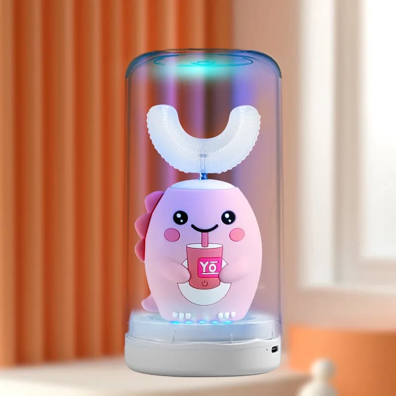 Brosse à dents électrique 360 degrés pour enfants, en forme de U, en silicone, intelligente, sonique