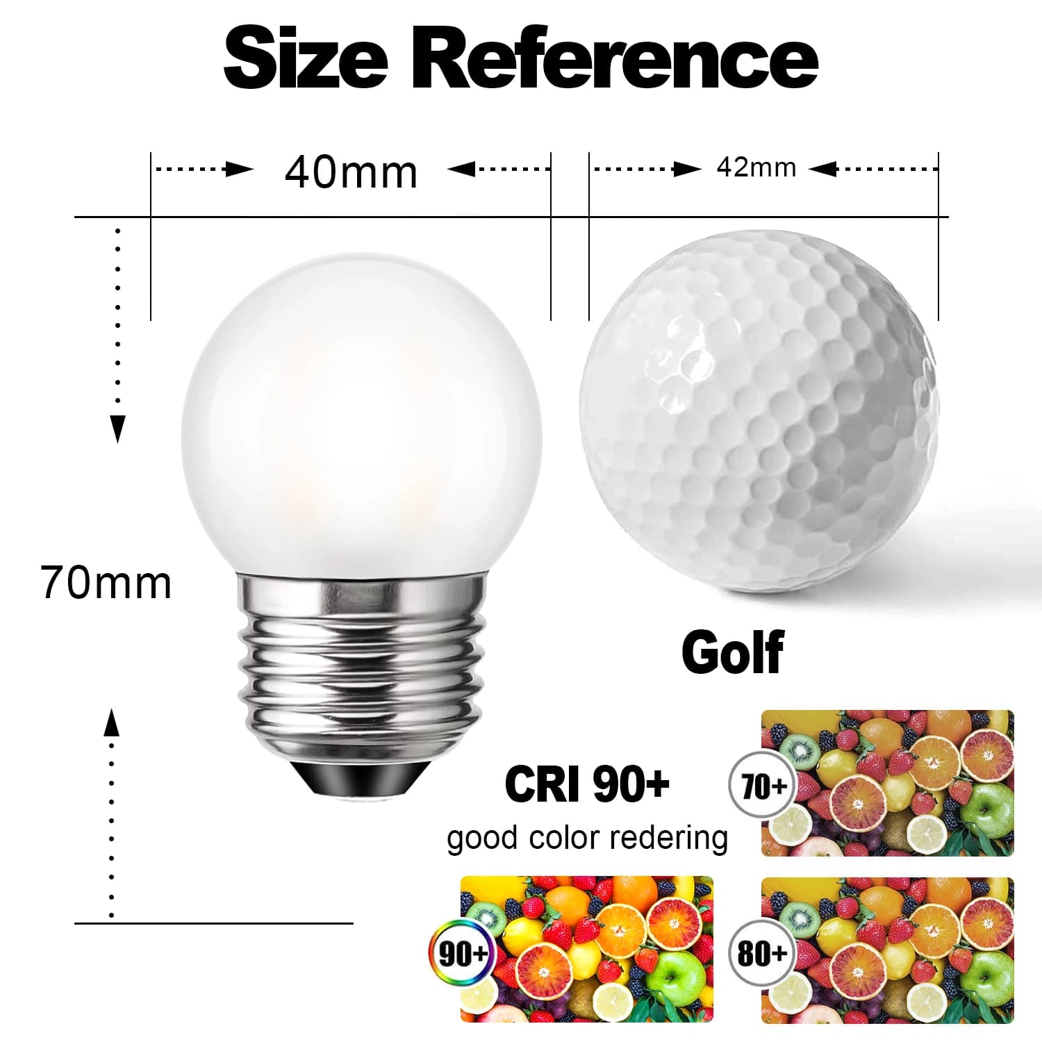 Edison G40 Led E27 ampoule 220V E26 1.5W blanc chaud verre dépoli Globe remplaçable pendentif lustre