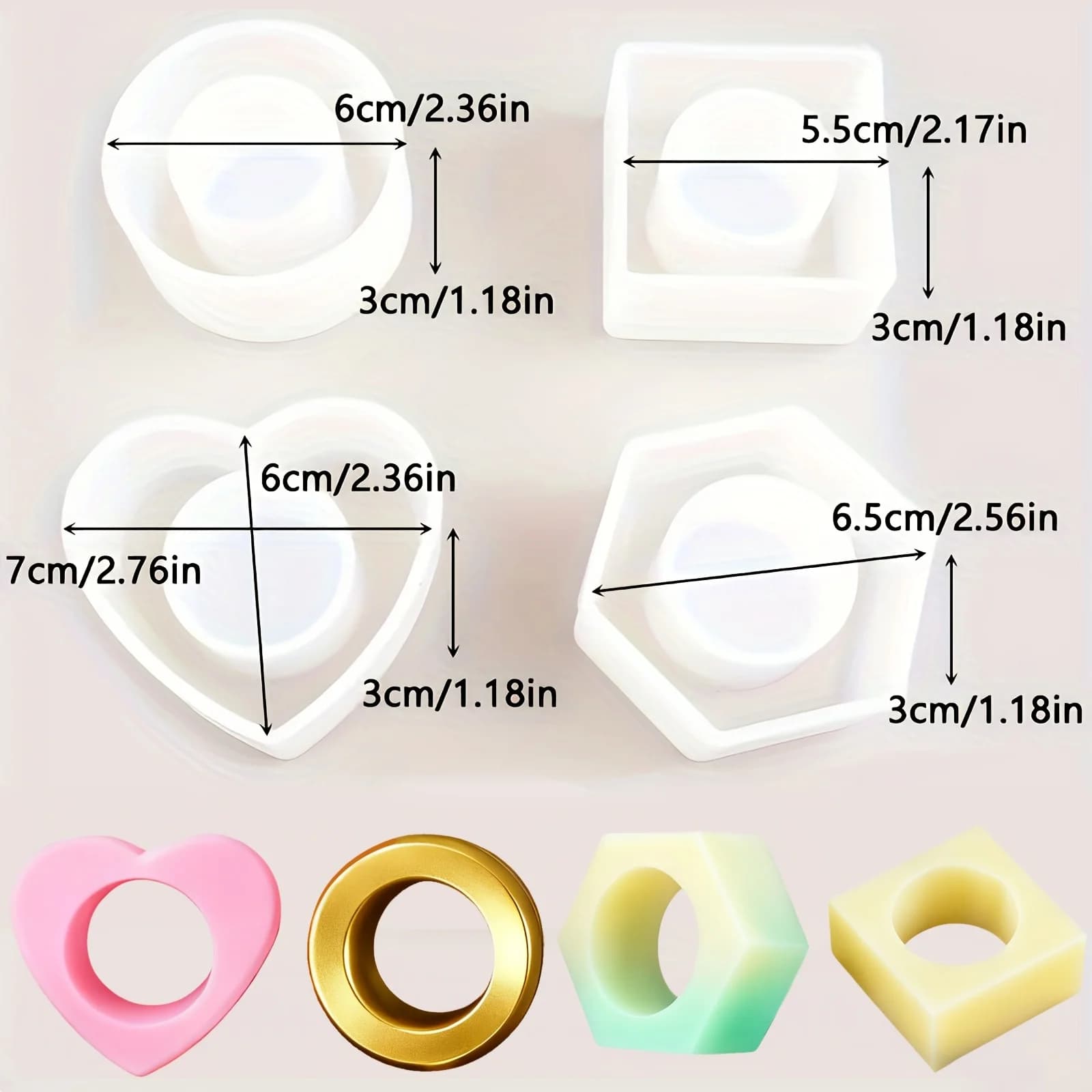 Ensemble de 4 moules en résine pour anneaux de serviette, décoration artisanale DIY pour porte-servi