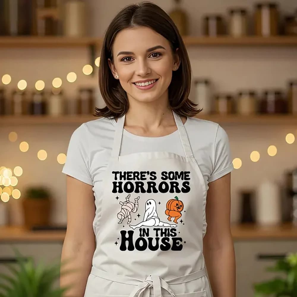 Tablier d'Halloween amusant, 1 pièce, il y a certains horreurs dans cette maison, cadeau de cuisine 