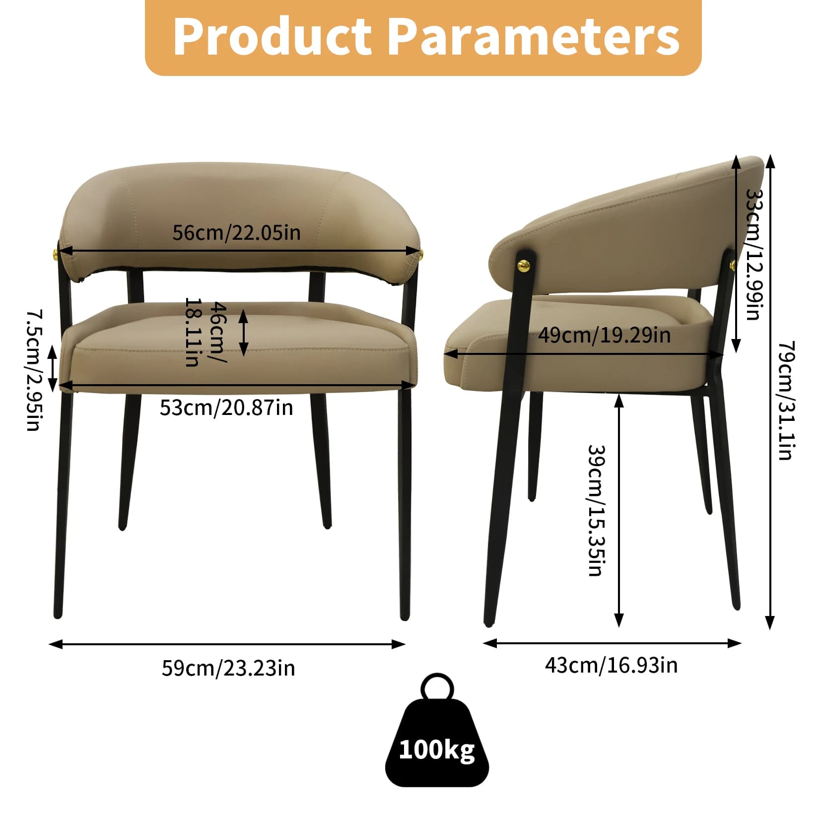 Lot de 2 chaises de salle à manger en cuir microcarence, siège de luxe pour restaurant, hôtel et bur