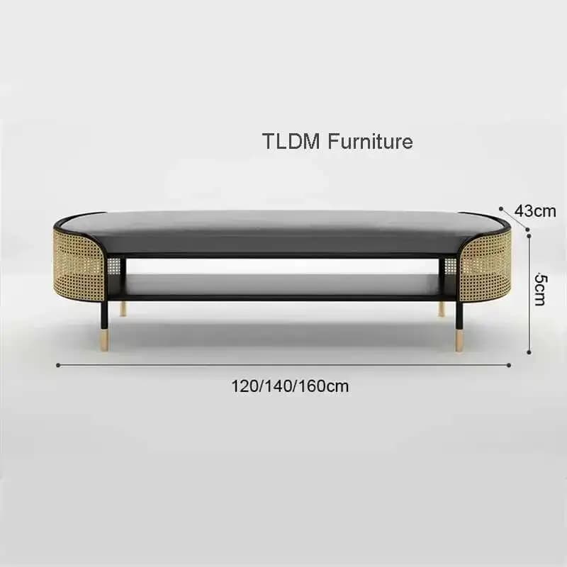 Pouf moderne Simple pour Hall d'entrée, Long creux avec coussin, tabourets légers de luxe en métal, 