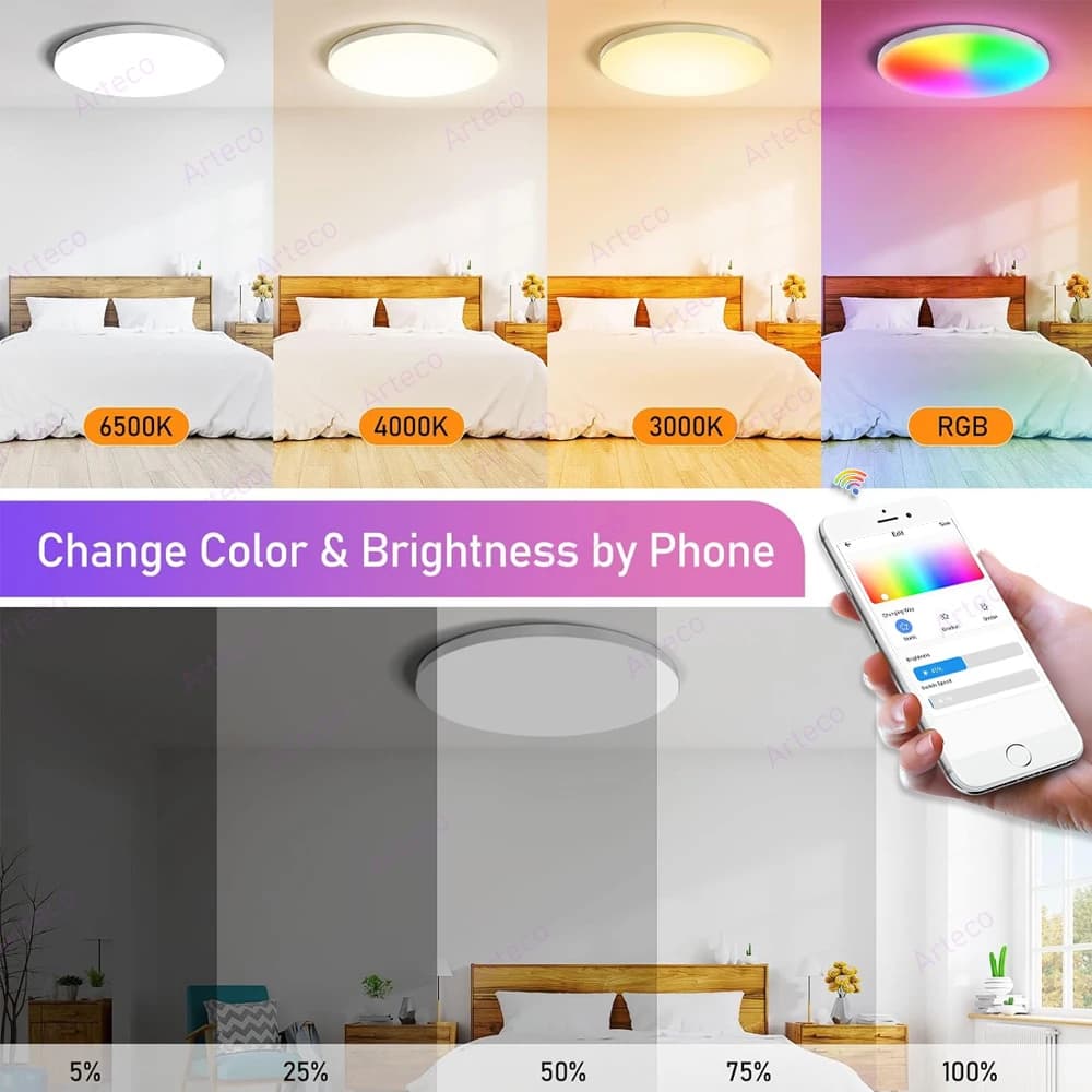 EWelink Zigbee plafonnier intelligent 24W Zigbee Led plafonnier RGBCW Led plafonniers Alexa lampe in