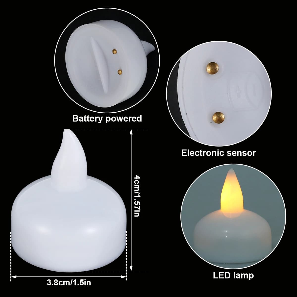 36/12 pièces bougie flottante lampe sans flamme bougie chauffe-plat scintillement électronique LED é