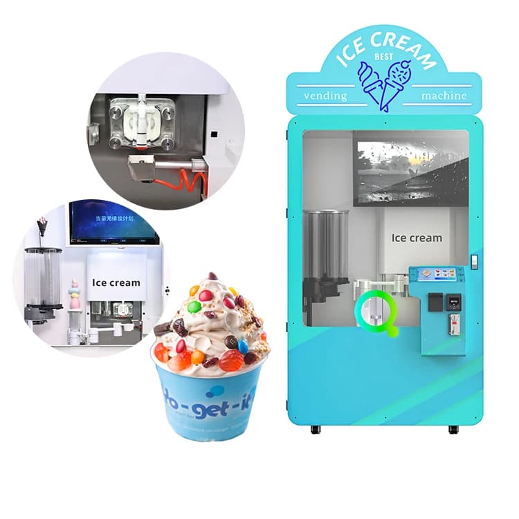 Distributeur automatique de crème glacée intelligent personnalisé avec système de paiement par carte