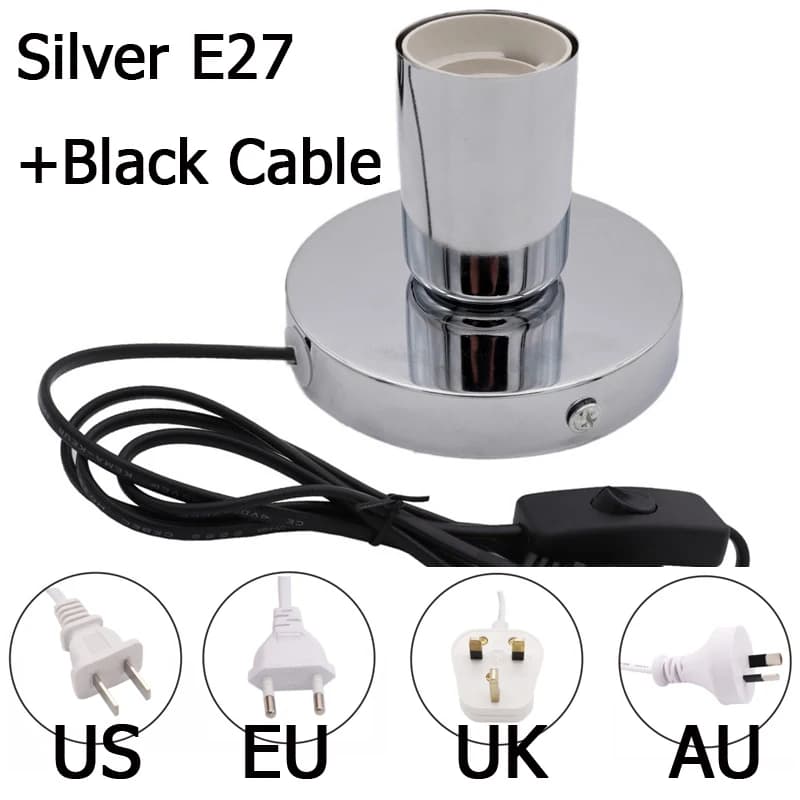 Nouveau AU UK US EU à E27 lumière LED cordon d'alimentation rallonge support de lampe chambre bureau