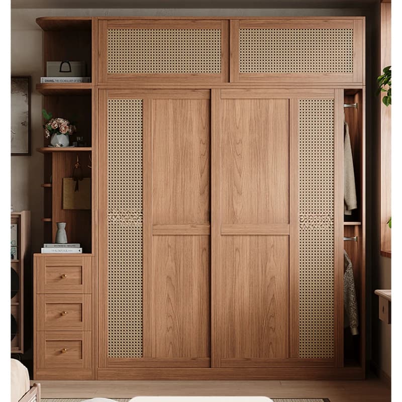 Grandes tiroirs casier armoires rotin femmes nordique porte coulissante placard de rangement organis