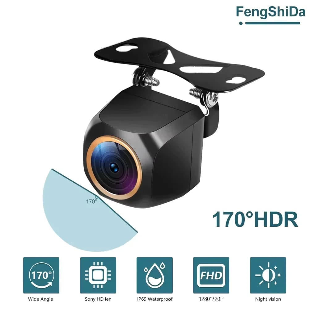 Caméra de recul pour voiture 200 °   Caméra de recul avant pour véhicule AHD 1920x1080P avec objecti