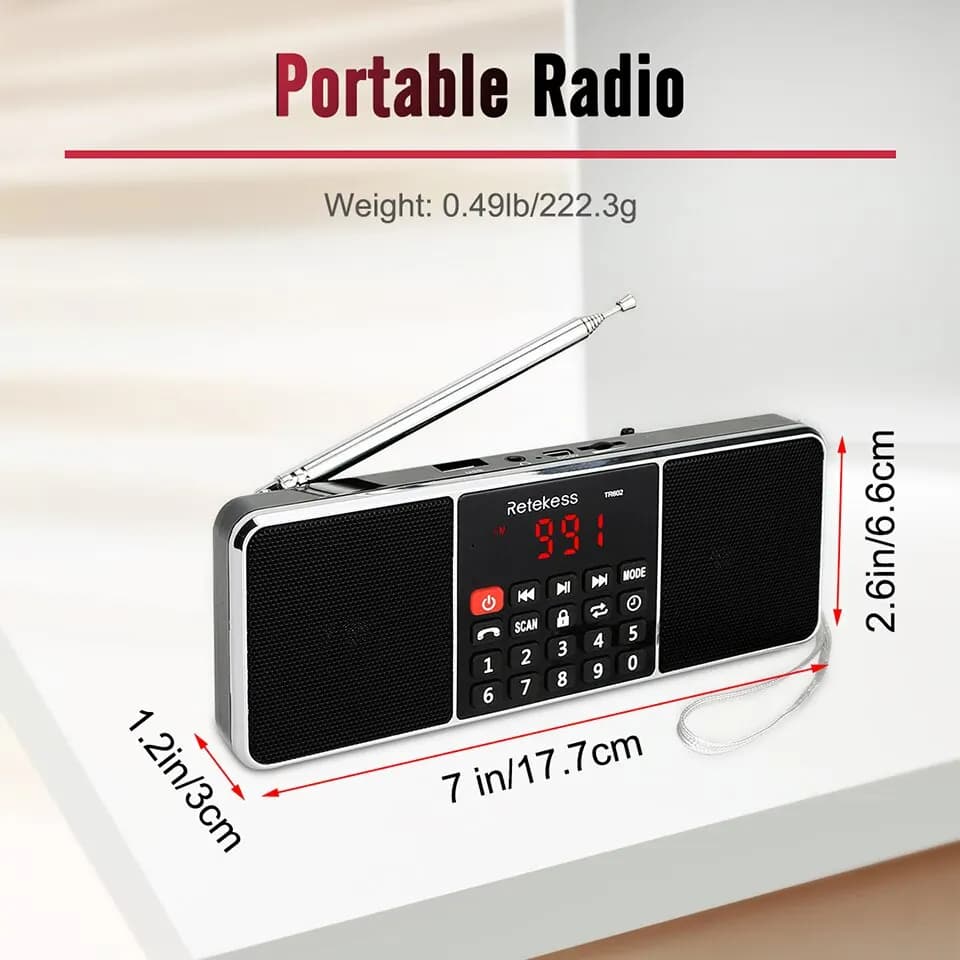 Numérique Portable Radio AM FM Bluetooth Haut-Parleur Stéréo Lecteur MP3 TF Carte SD Lecteur USB Mai