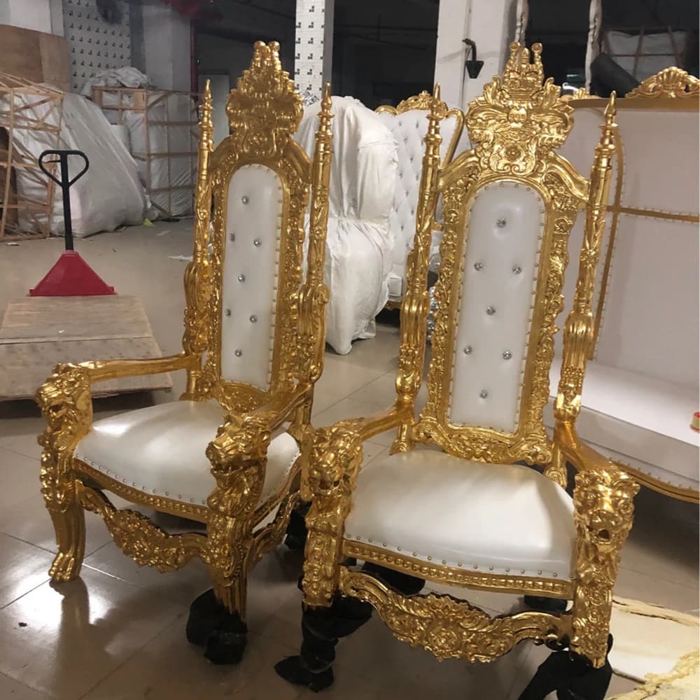 Chaise de luxe Royal King Throne à dossier haut pour marié et mariée, meubles d'hôtel de haute quali