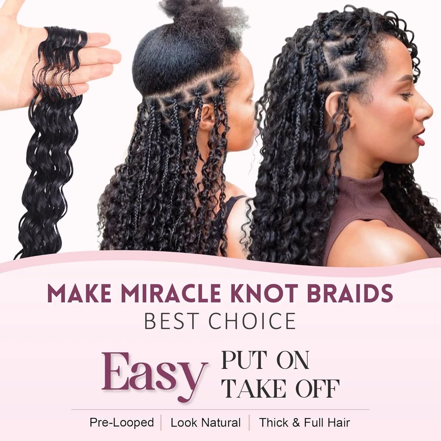 Cheveux en vrac pré-divisés pour tressage, extensions de cheveux humains Deep Wave au crochet, tress