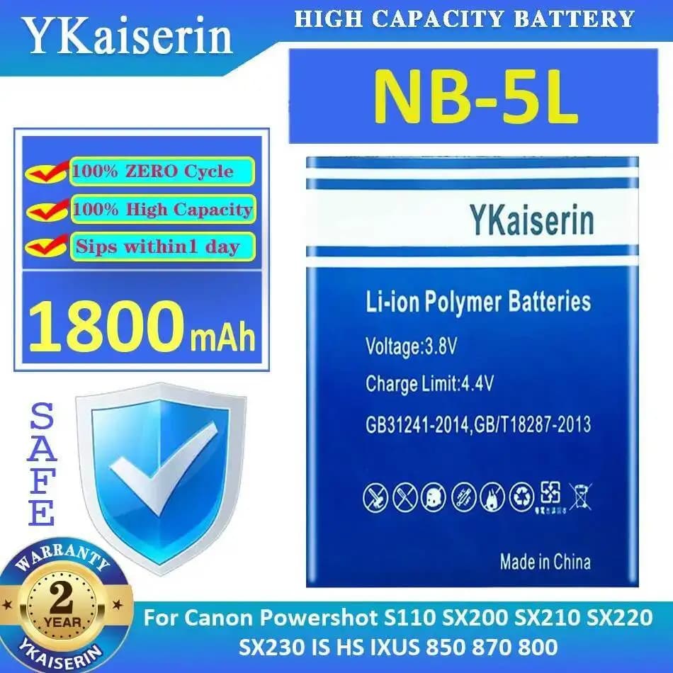 Batterie d'appareil photo 1800Mah haute Performance pour Canon Powershot S110 SX200 SX210 SX220 SX23