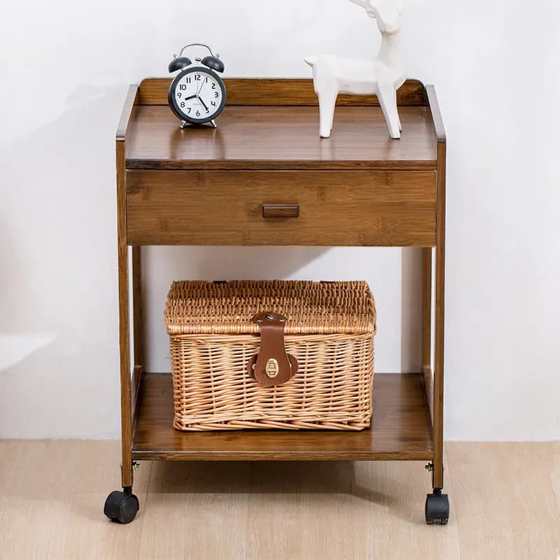 Table de chevet moderne en bambou, armoire latérale minimaliste pour petits espaces, organisateur de