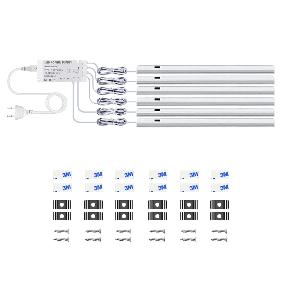 Prise ue 220V 1 ensemble veilleuse avec capteur de mouvement armoire lampe cuisine barre lumineuse L