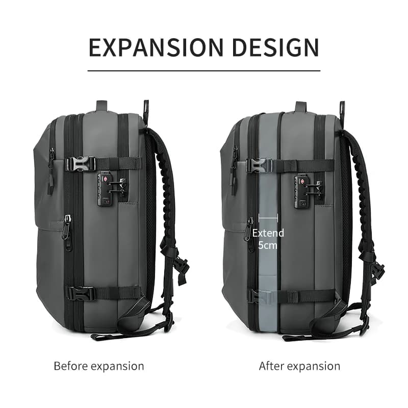 Sac à dos de voyage pour hommes, compression sous vide, pour ordinateur portable 17 pouces, sac à do