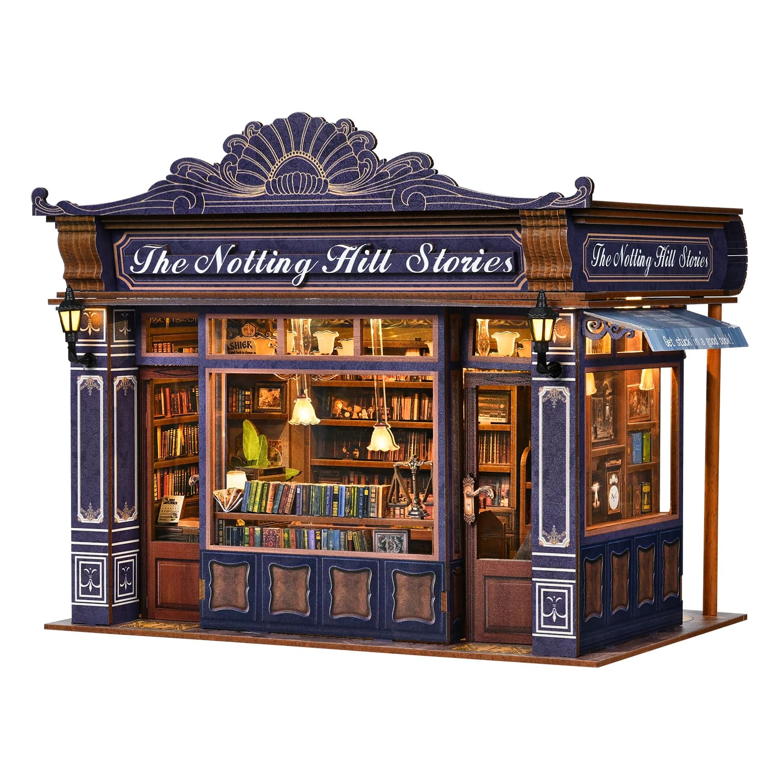 Notting Hill Book Nook 3D bricolage Puzzle en bois amour librairie étagère à la main maison de poupé
