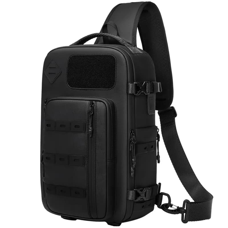 Sac à bandoulière croisé pour hommes, sac de poitrine étanche, sacoche de taille tactique avec ferme