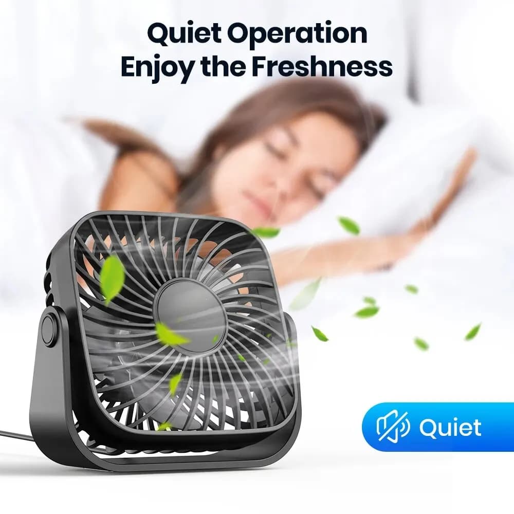 TOPK Mini ventilateur portable USB de 4 pouces pour le camping, ventilateur personnel de table de bu