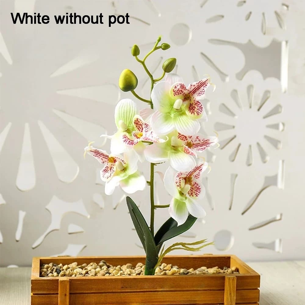 Orchidées artificielles, fleurs avec Vase, plante blanche, fausses orchidées en soie, arrangements d
