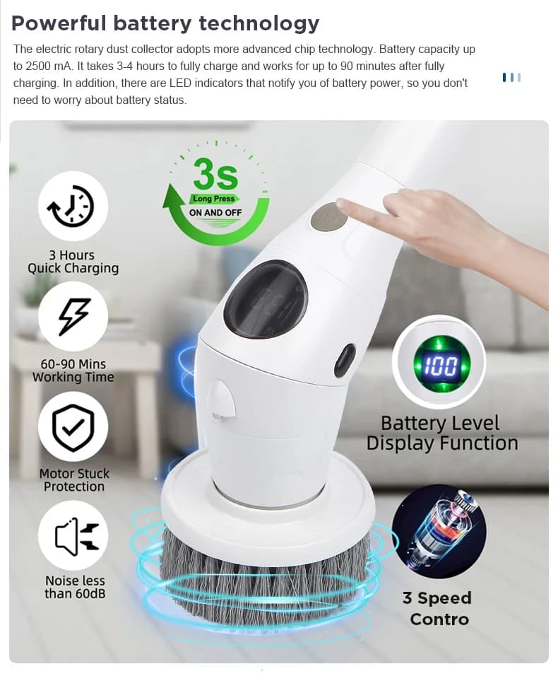 Brosse de nettoyage électrique multifonctionnelle 8 en 1, brosse de nettoyage domestique, salle de b