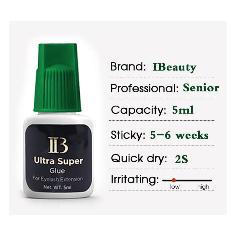 IBeauty – colle Ultra Super pour Extension de cils, 20 bouteilles, capuchon vert, adhésif imperméabl