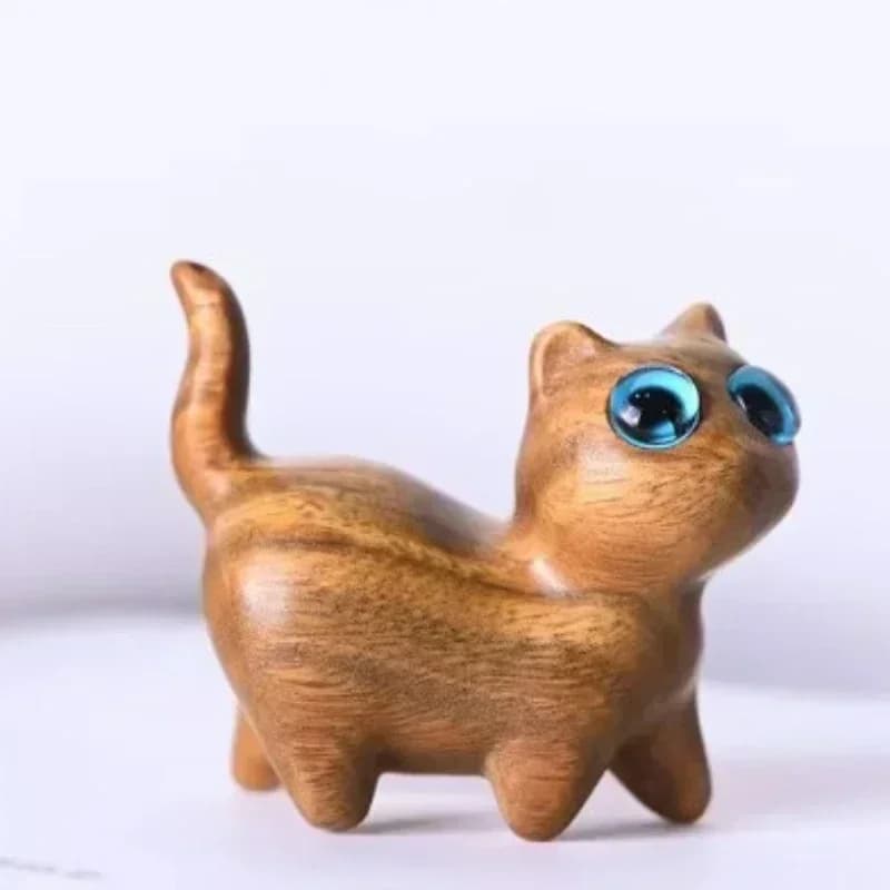 Charmante Figurine de chaton en bois, décoration de chat artisanale pour la maison, idée cadeau parf