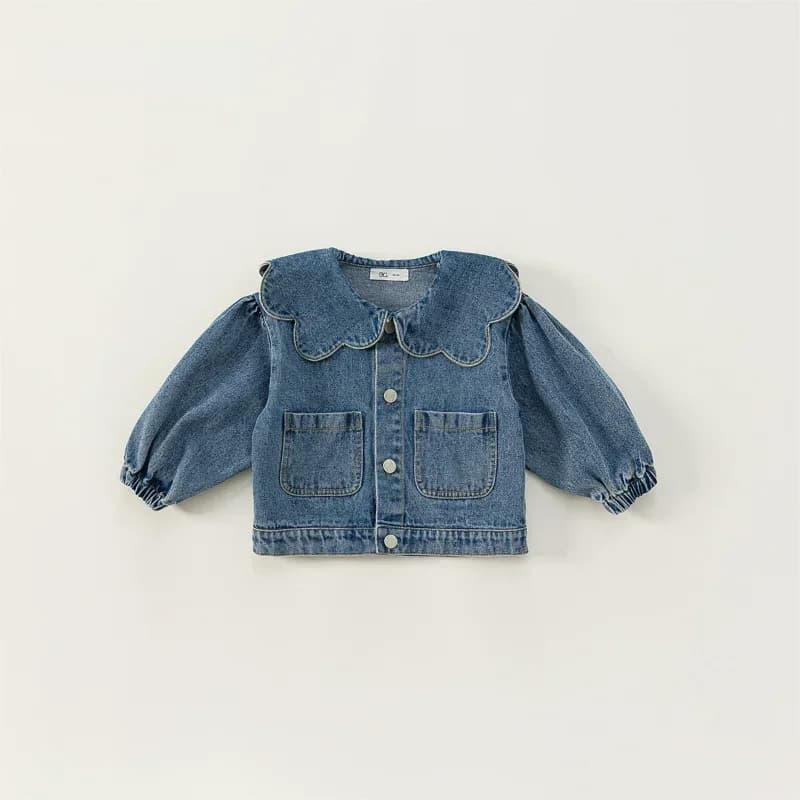 Manteau en denim de style coréen pour enfants, col à volants, manches longues, mode pour enfants, vê