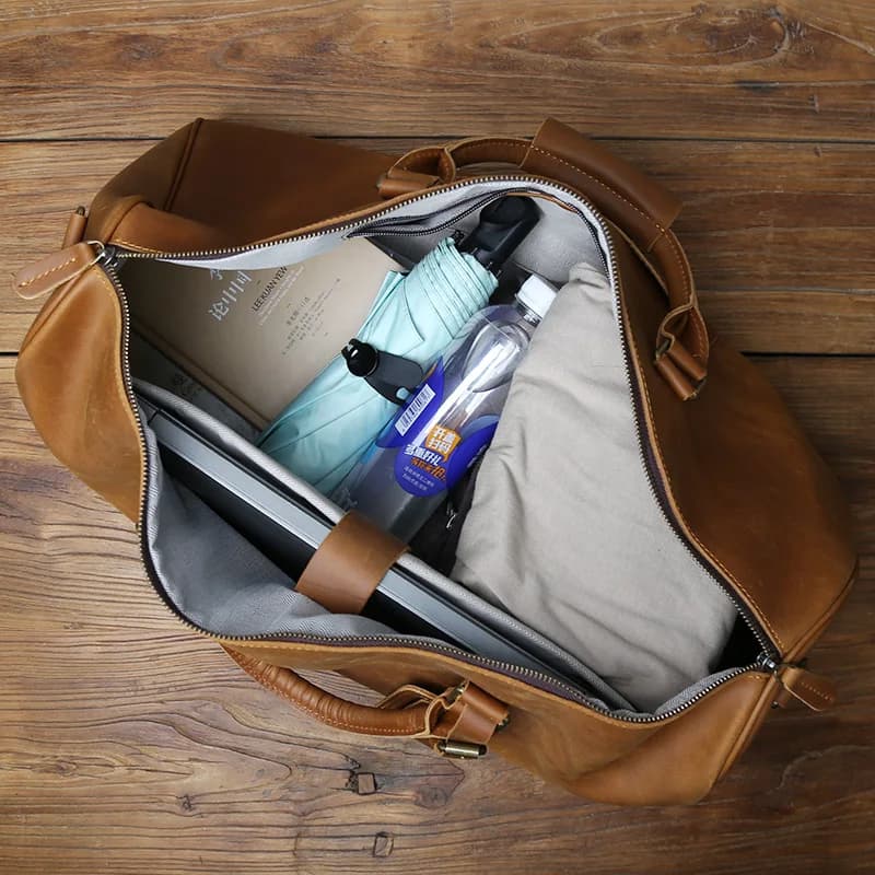 Sac de voyage rétro en cuir véritable pour hommes, sac à main en cuir de cheval élan, sac à bandouli