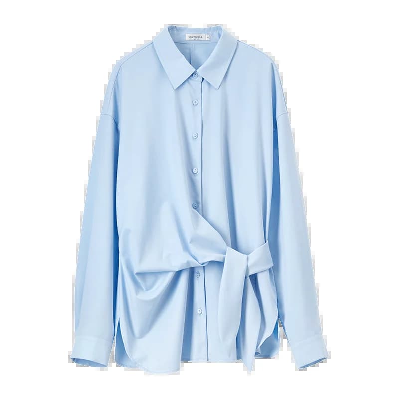Chemisier femme à lacets SENTUBILA, nouvelle collection printemps, style bureau, uni, décontracté, s