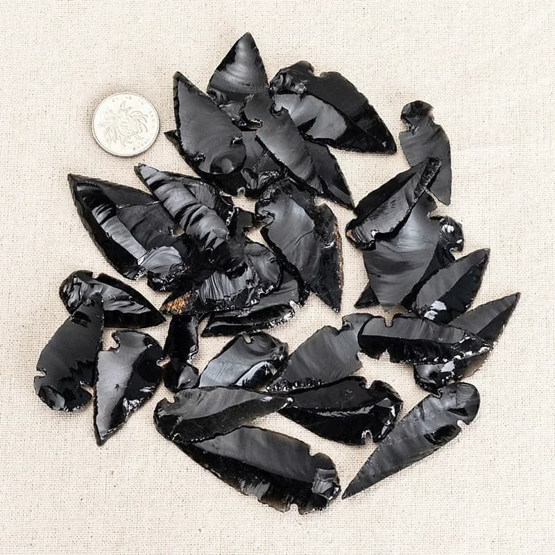 Quartz obsidienne en forme de flèche naturelle, 3 pièces, cristal d'esprit maléfique, décoration de 