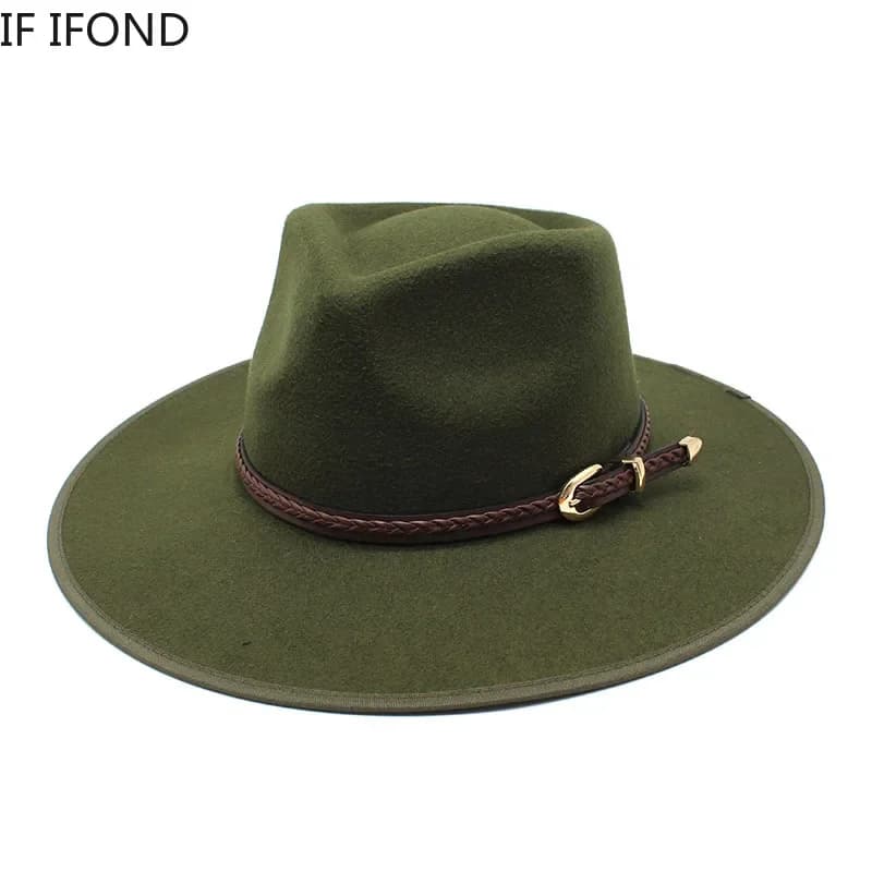 Chapeau Fedora en laine pour hommes et femmes, Simple, à large bord, Vintage, en feutre, Jazz, nouve