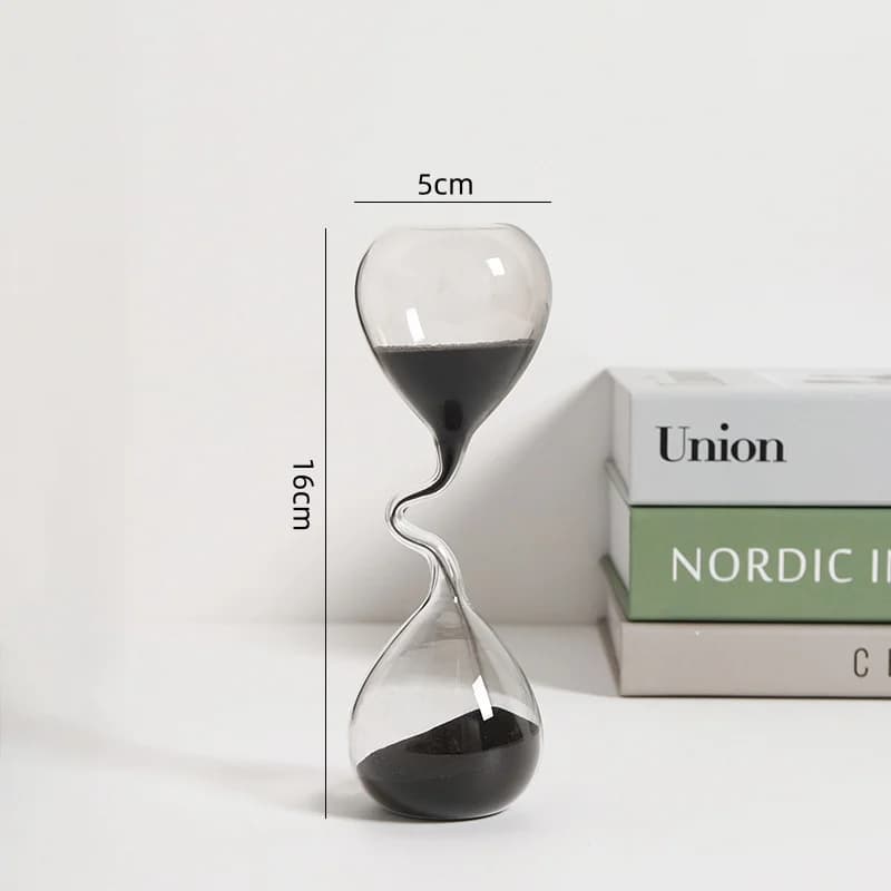 Sablier créatif moderne en verre de sable noir, 1 pièce, horloge pour salon, chambre à coucher, sall