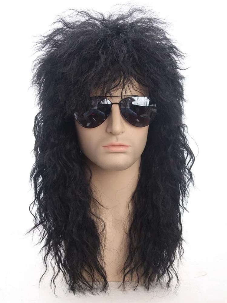 Perruque Rockstar blonde Punk pour hommes, perruque longue et moelleuse pour fête d'halloween, perru