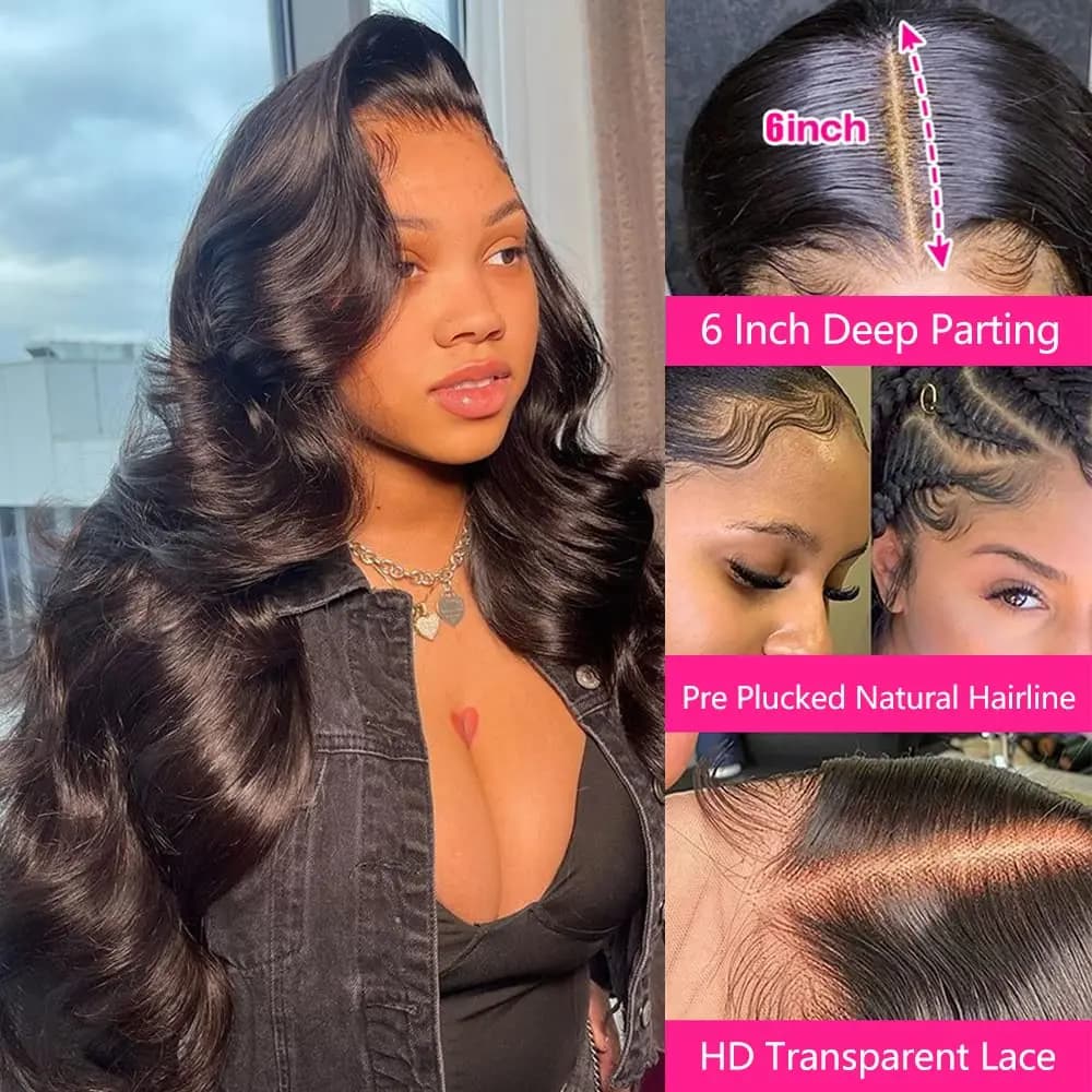 Perruque Lace Front Wig Body Wave Brésilienne Naturelle, Cheveux Bouclés, Sans Colle, 13x6, 13x4, HD