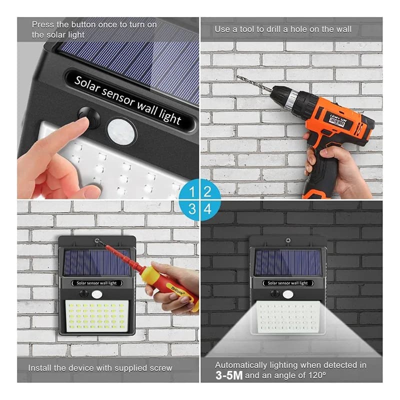 6/30 LED lumière solaire PIR capteur de mouvement applique murale lampe solaire extérieure étanche s
