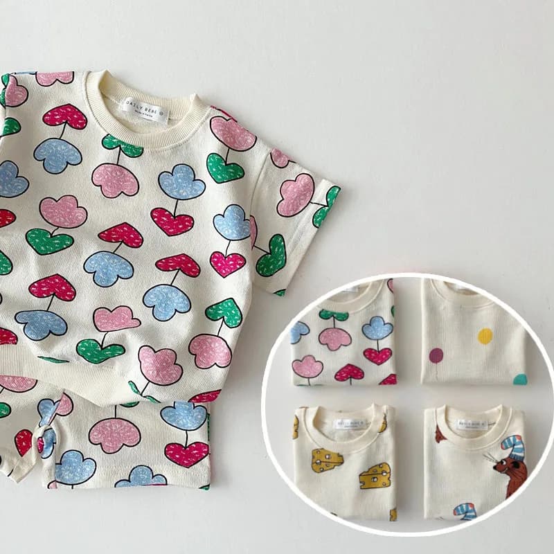 TZ21005-Ensemble de vêtements d'été pour enfants, t-shirt + short pour nouveau-né, ensemble de joggi